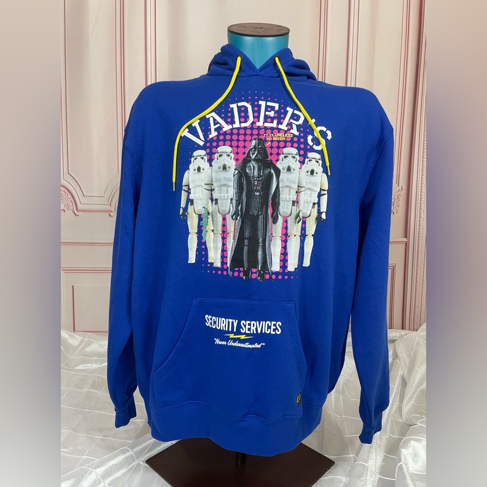 Disney Parks Star Wars Darth Vader Blue security Hoodie sweatshirt LARGE, XL